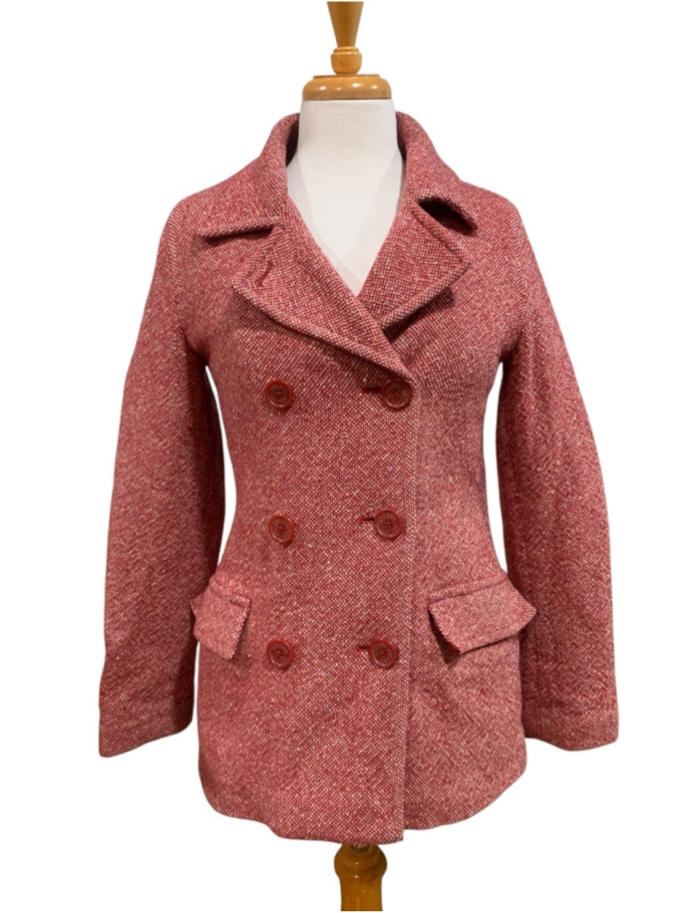 Vtg 90’s Women's dELiA*s Red Pea Coat Size M
